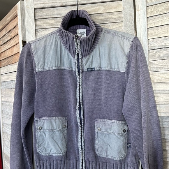 VINTAGE COLUMBIA Sporty Zip Knit Mockneck Sweater 100% Cotton in Purple Size-M/L - Picture 10 of 10